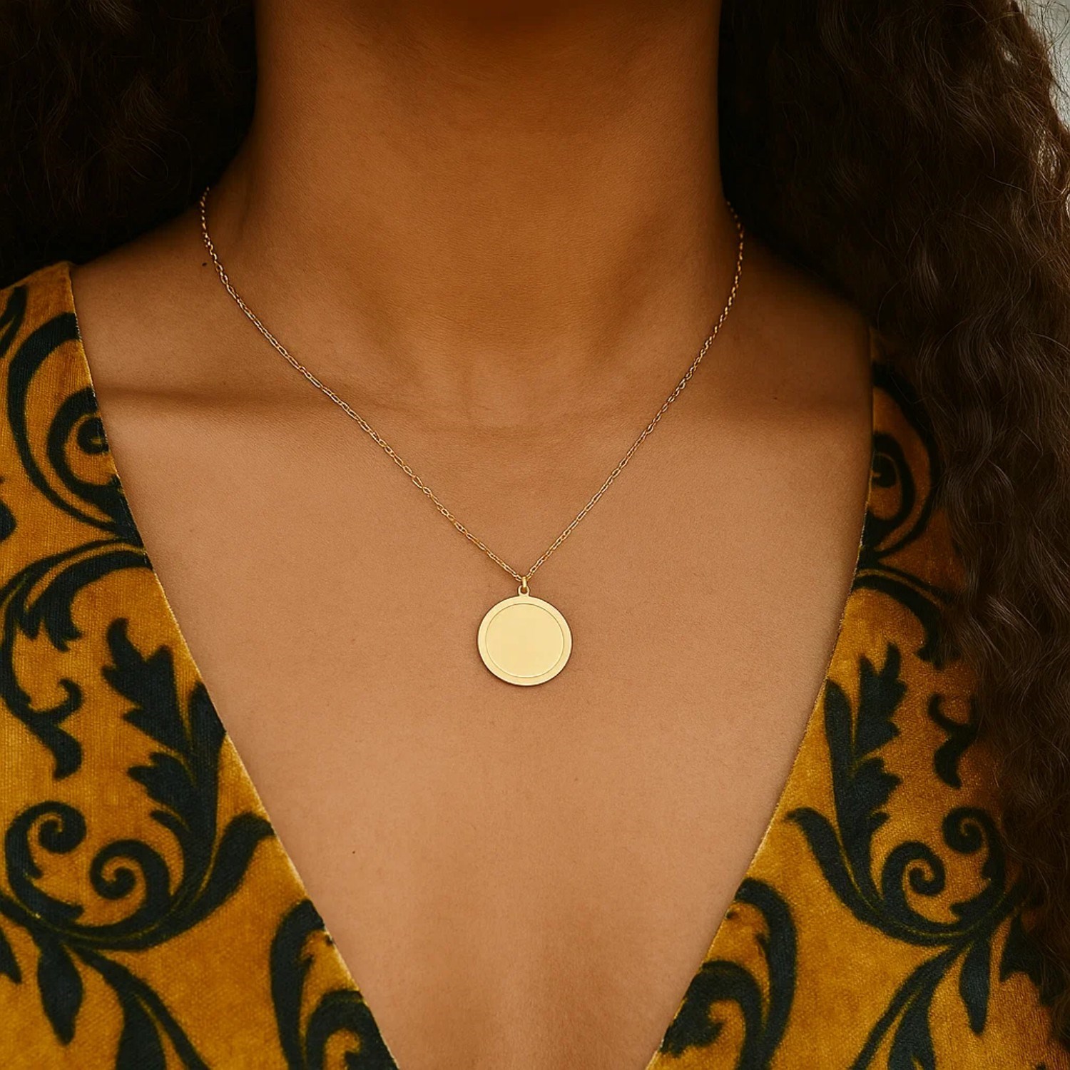 14K Yellow Gold Round Tag Necklace - Image 3