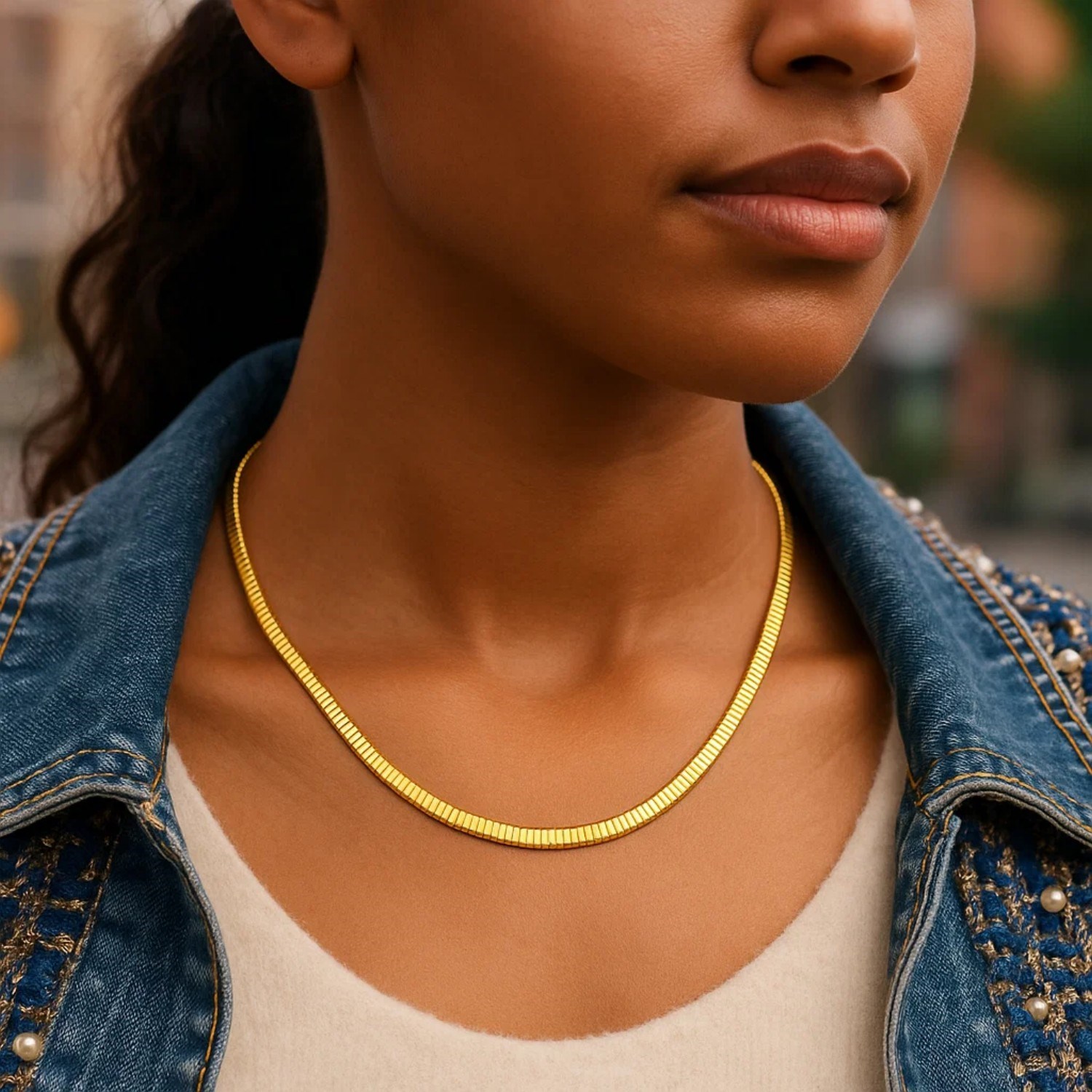 Gold Over Sterling Silver Cubogas Chain Necklace - Image 3