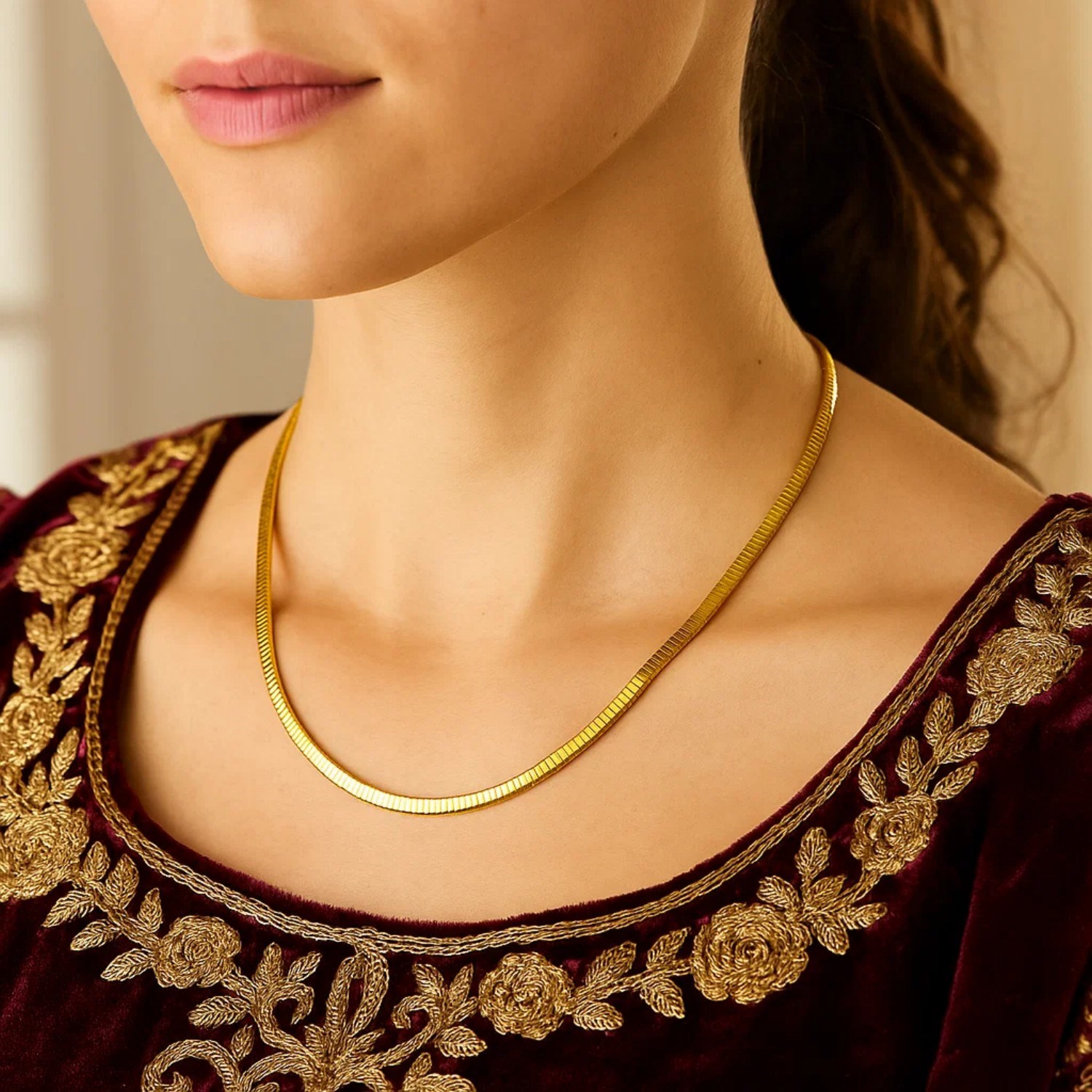 Gold Over Sterling Silver Cubogas Chain Necklace - Image 4