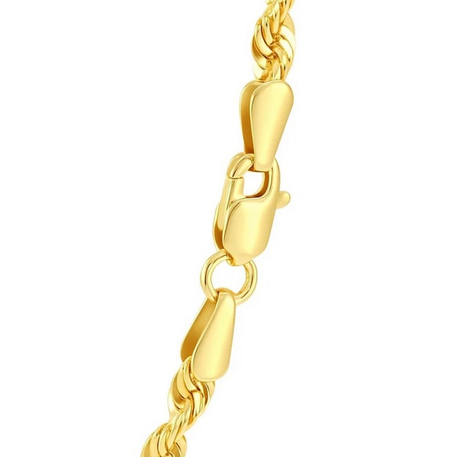 Sterling Silver Yellow Gold Plated Diamond Cut Royal Rope Chain (4.40 mm) - Image 4