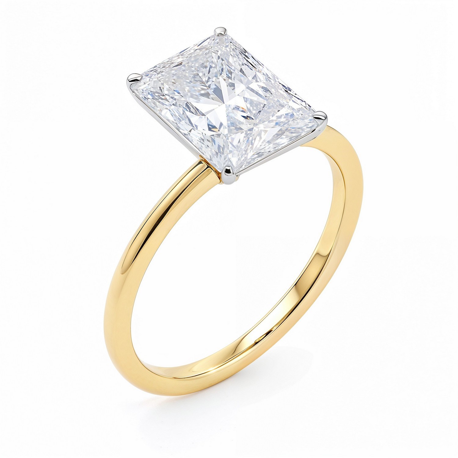3 Carat Radiant Lab Grown IGI G/VS1 Diamond Solitaire Ring in 14K Yellow Gold - Image 2