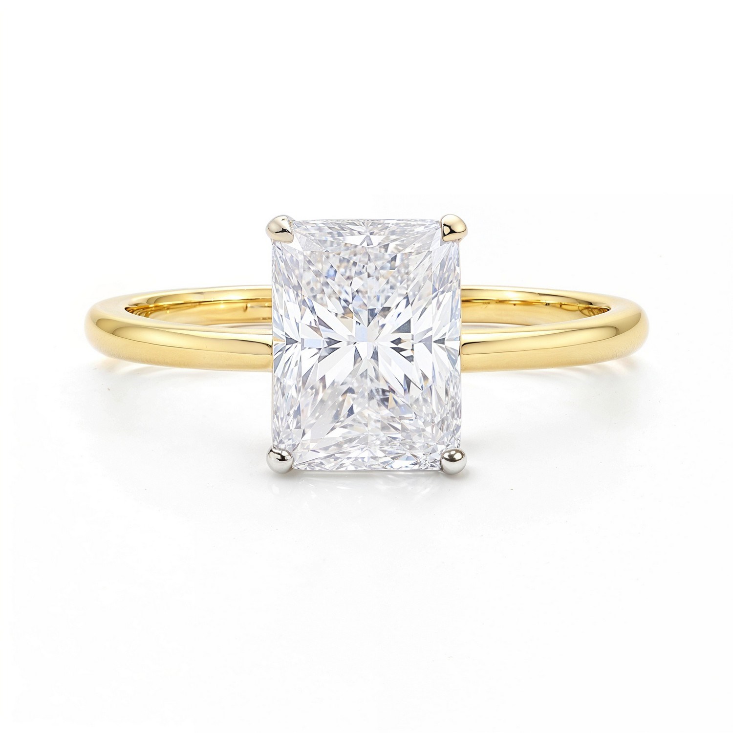 3 Carat Radiant Lab Grown IGI G/VS1 Diamond Solitaire Ring in 14K Yellow Gold - Image 3