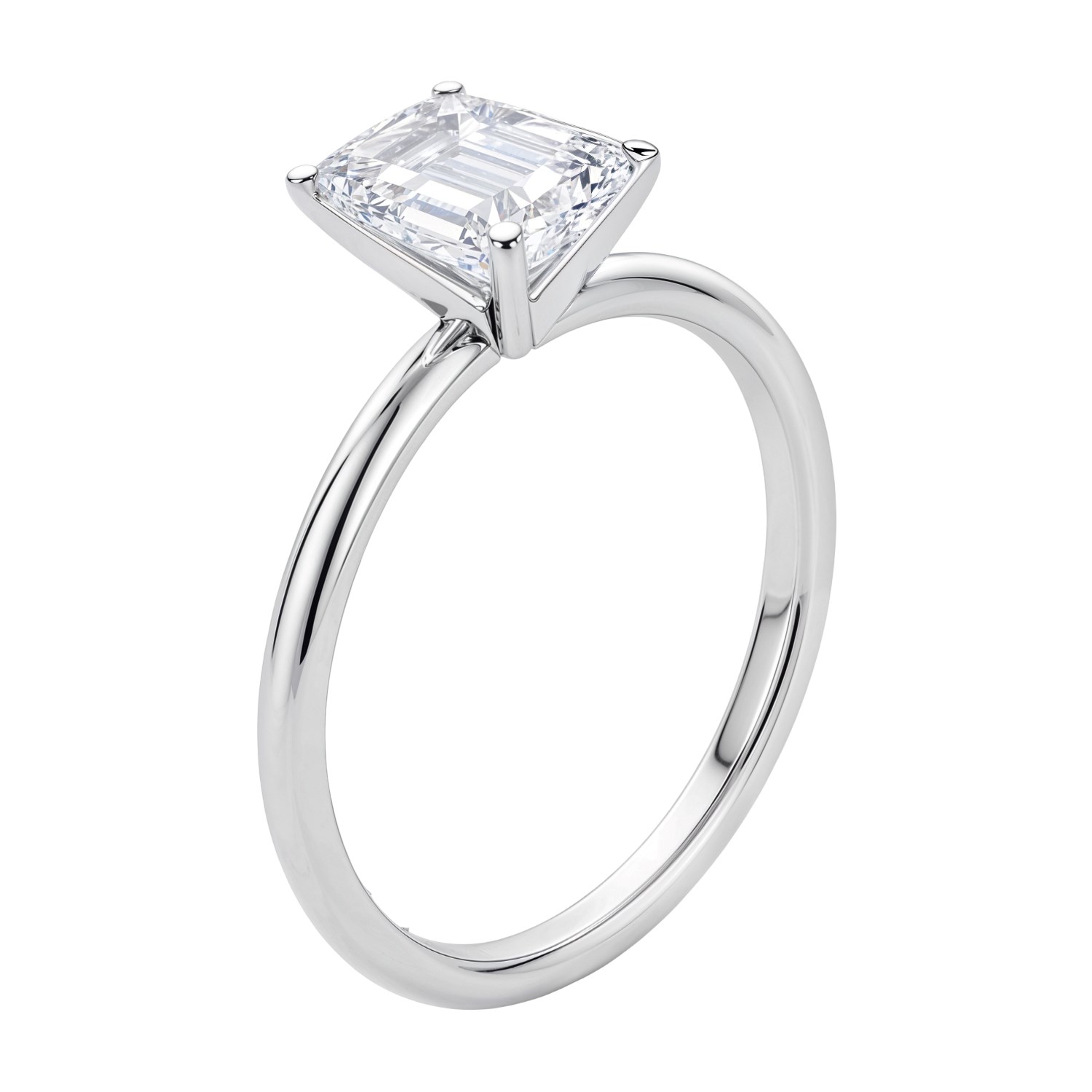 2 Carat Emerald Lab Grown IGI G/VS1 Diamond Solitaire Ring in 10K White Gold - Image 2