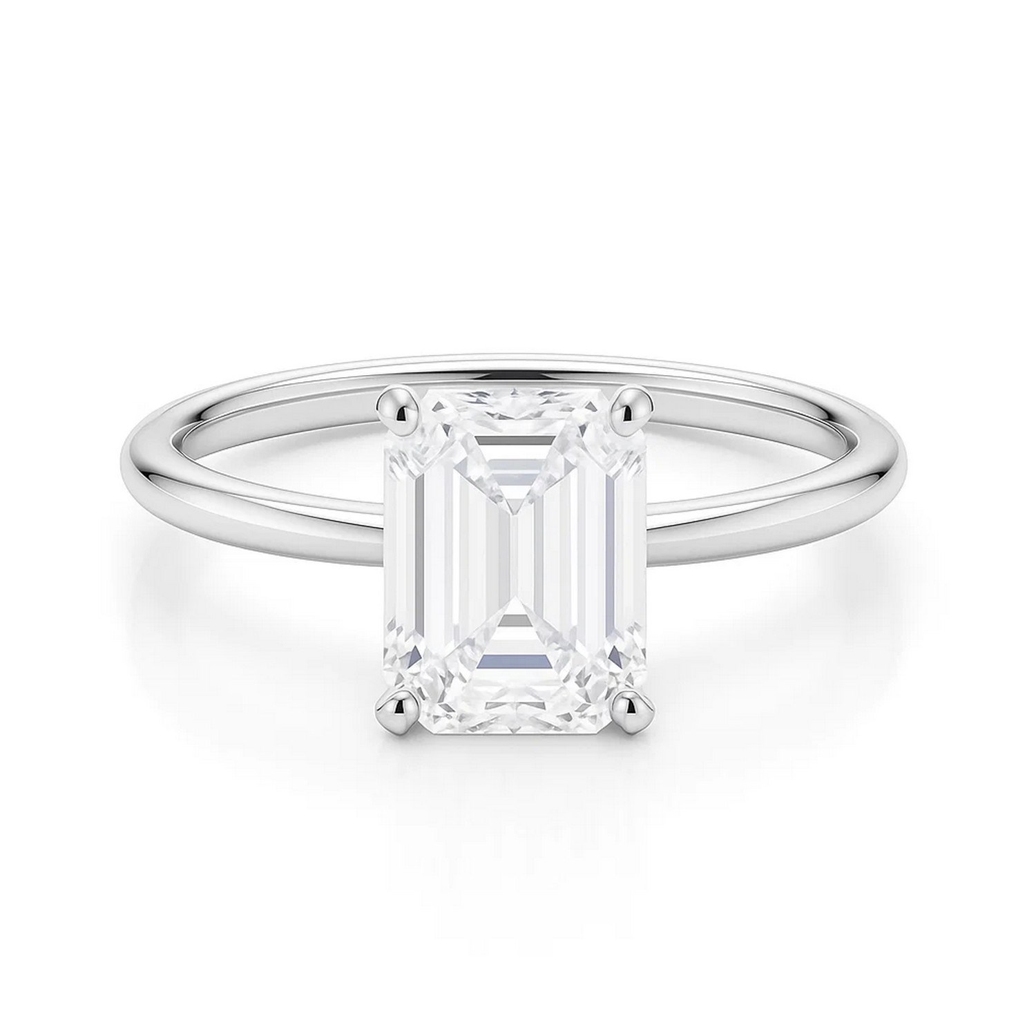 2 Carat Emerald Lab Grown IGI G/VS1 Diamond Solitaire Ring in 10K White Gold - Image 3