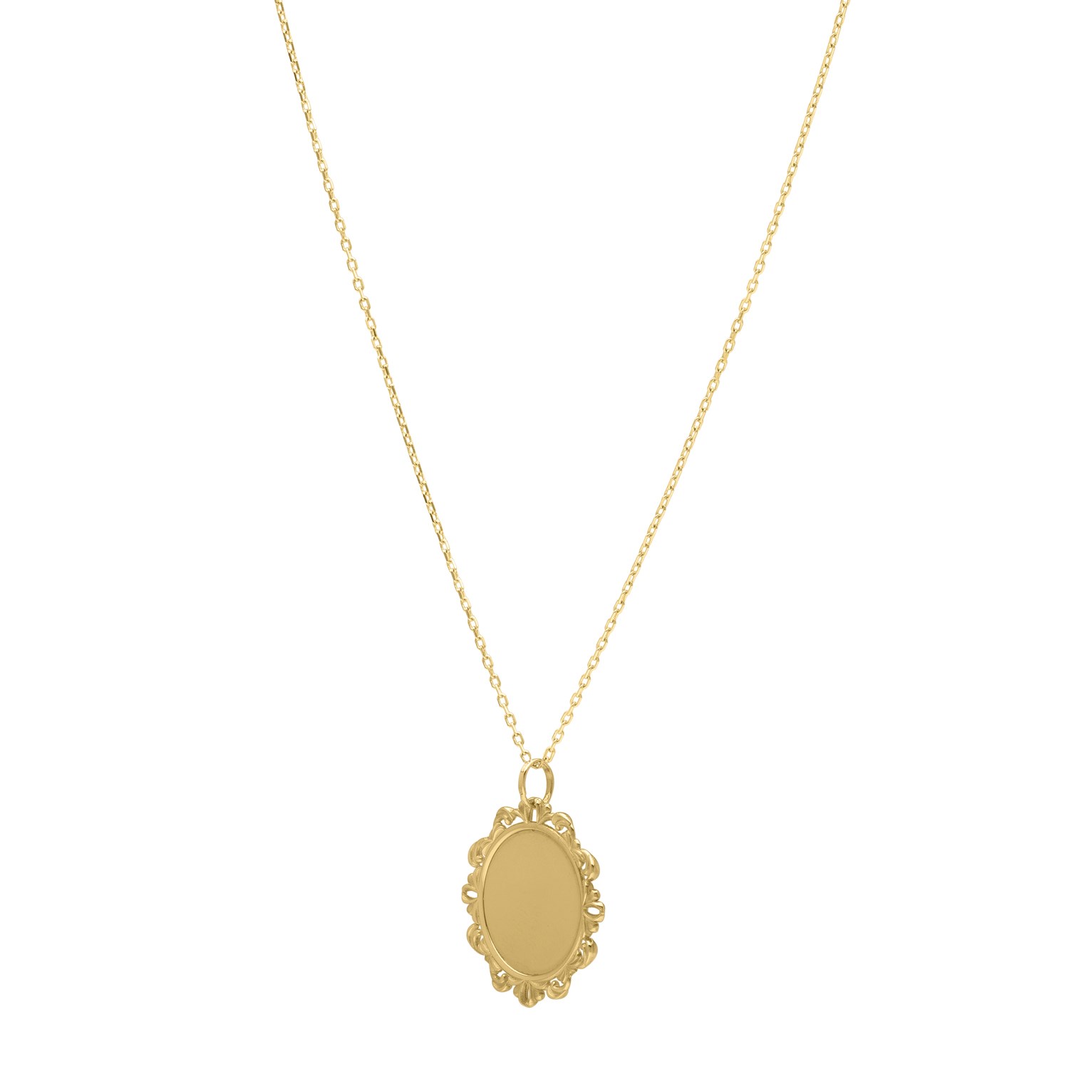 Baroque Round Pendant and Necklace in 14K Yellow Gold - Image 2