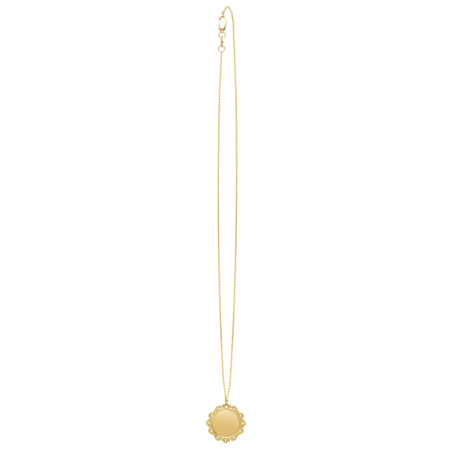 Baroque Round Pendant and Necklace in 14K Yellow Gold - Image 4