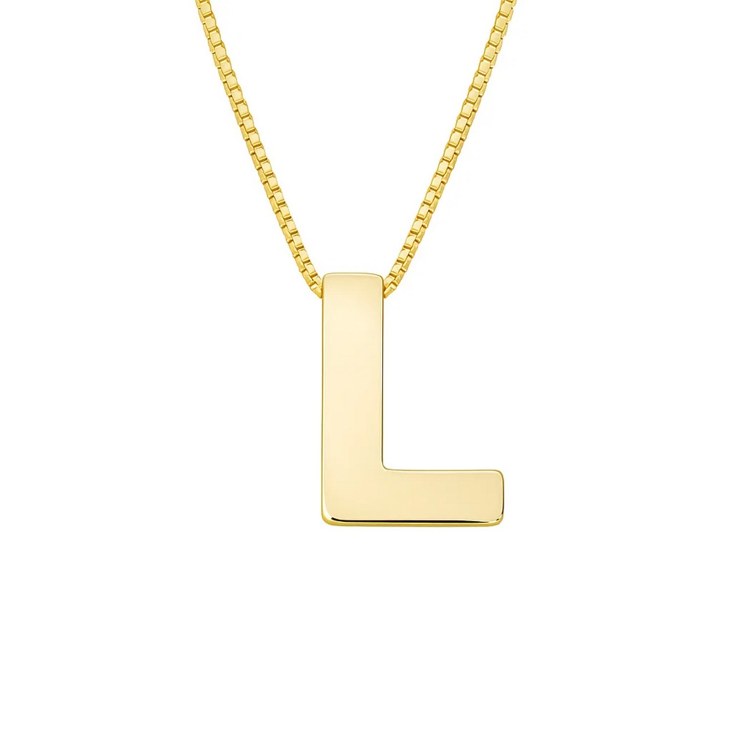 14K Yellow Gold Yours Truly Block Letter Initial L Necklace - Image 2