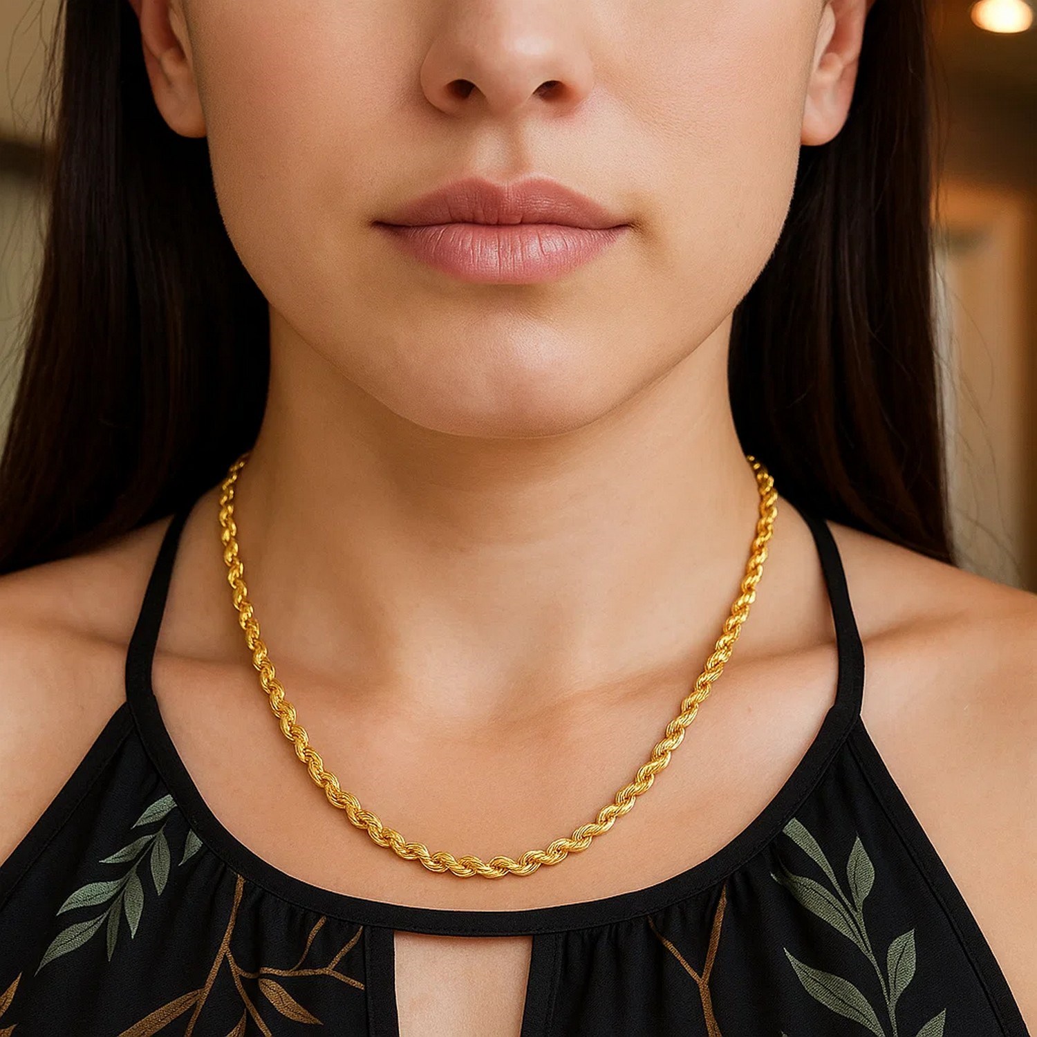 Sterling Silver Yellow Gold Plated Diamond Cut Royal Rope Chain (5.00 mm) - Image 3