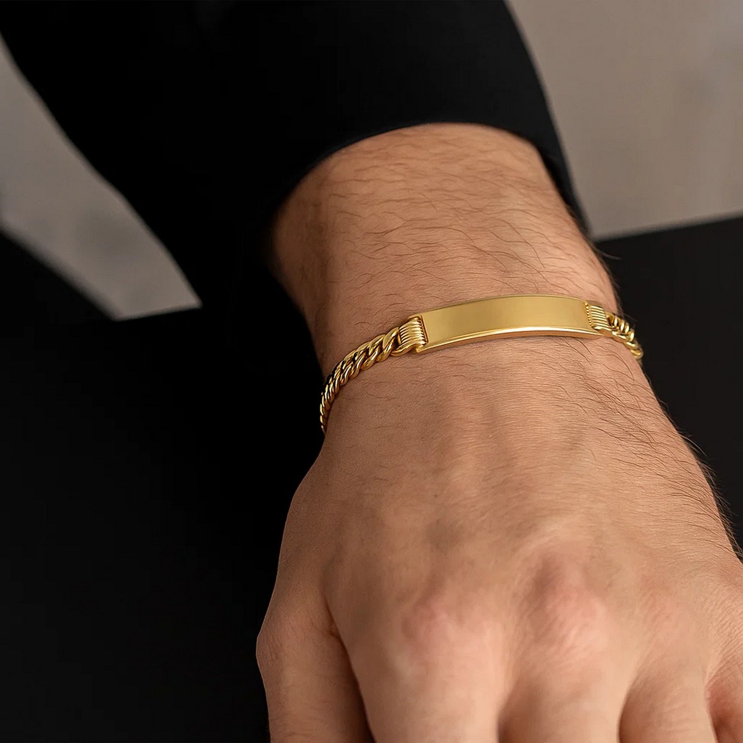 14K Yellow Gold Lite Cuban ID Bracelet (6.60 mm) - Image 2