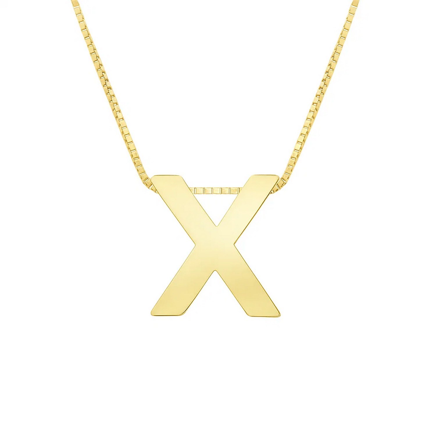 14K Yellow Gold Yours Truly Block Letter Initial X Necklace - Image 2