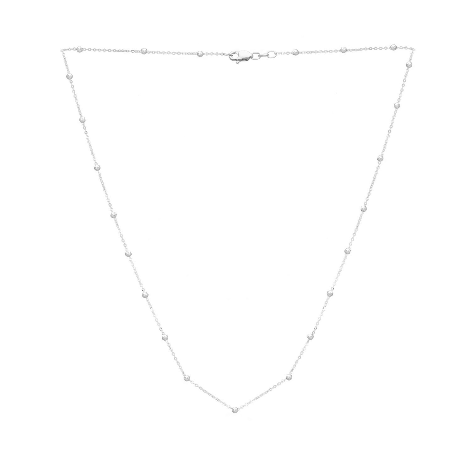 14K White Gold Saturn Bead Chain Necklace - Image 2