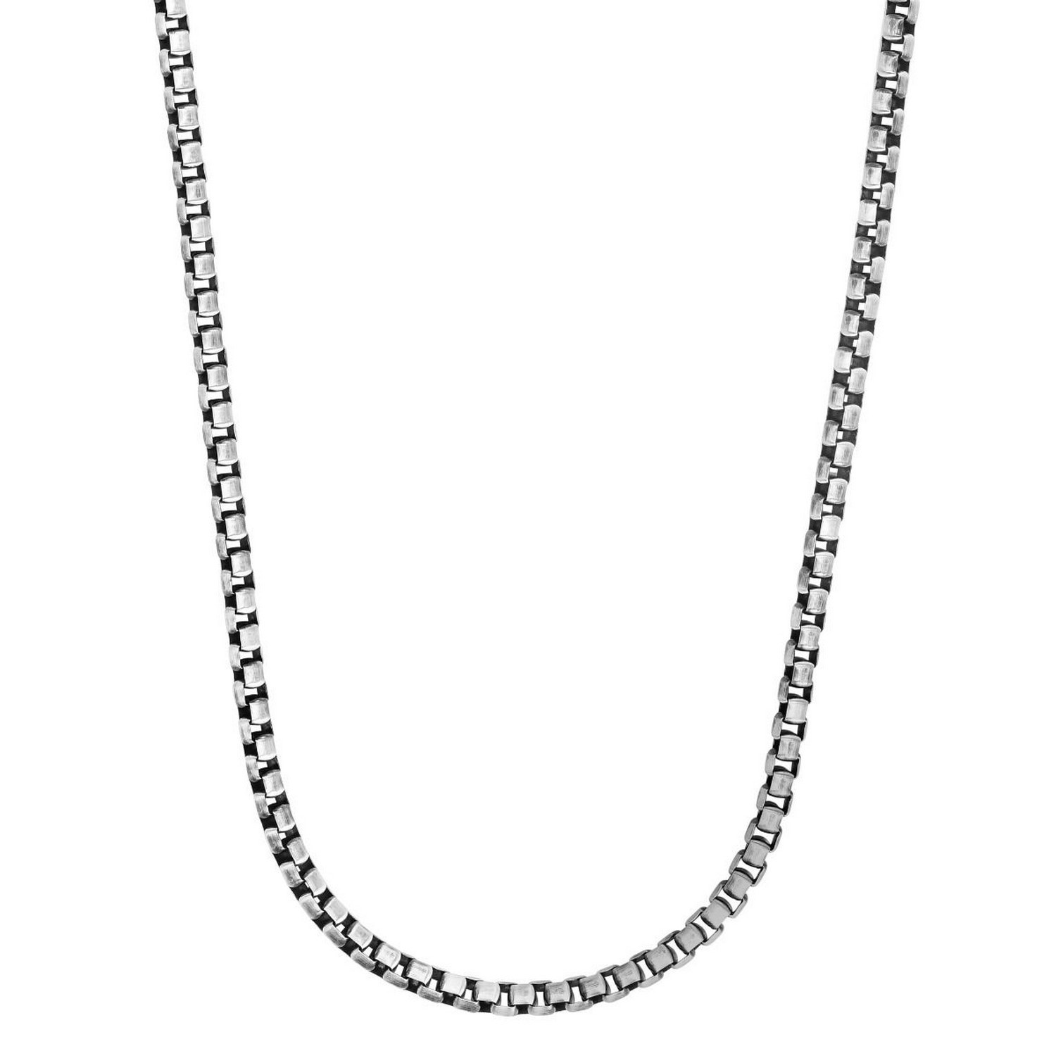 Sterling Silver Gunmetal Finish Round Box Chain Necklace - Image 2