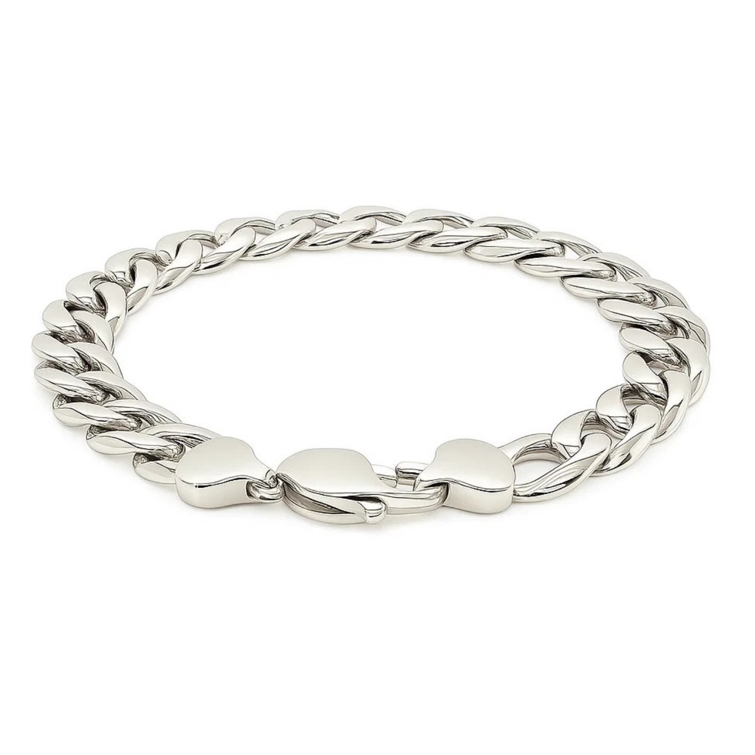 Rhodium Plated Sterling Silver Curb Style Bracelet (11.60 mm) - Image 2