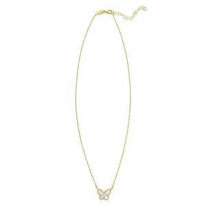 14K Yellow Gold Primavera Mother of Pearl Butterfly Necklace