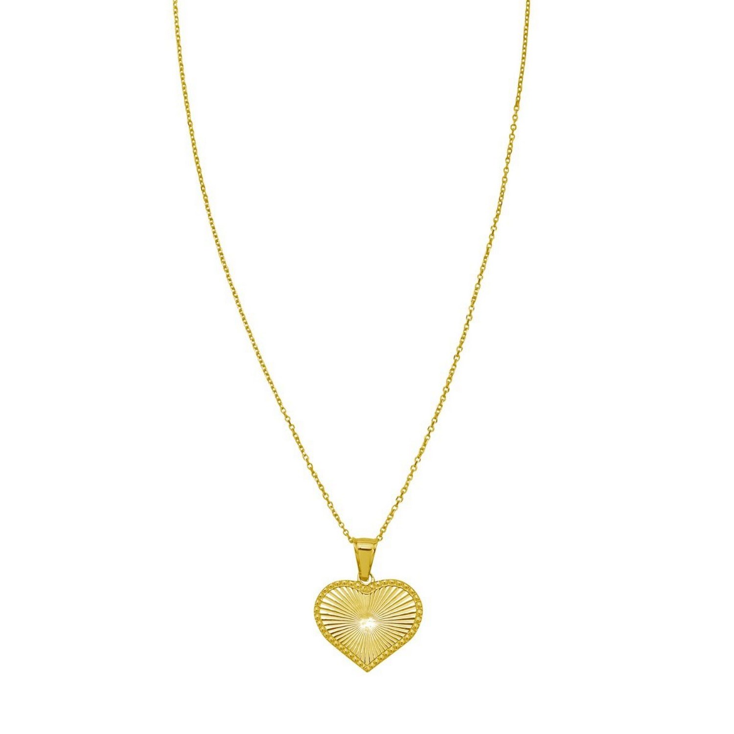 14K Yellow Gold Radiating Heart Necklace - Image 3