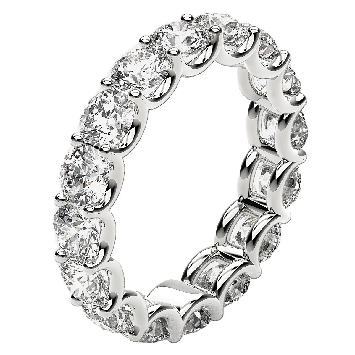 Round Cut Lab Grown Diamond Eternity Ring in 14k White Gold (4 cttw FG/VS2) - Image 4