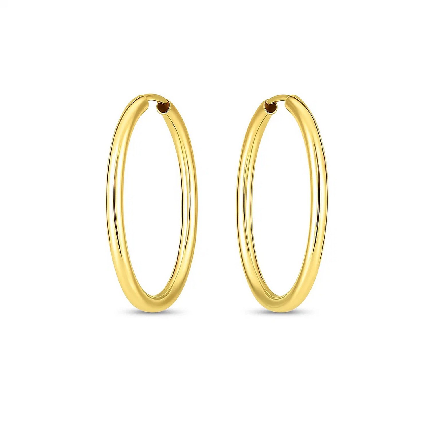 14k Yellow Gold Endless Oval Hoop Earrings(2x25mm) - Image 2