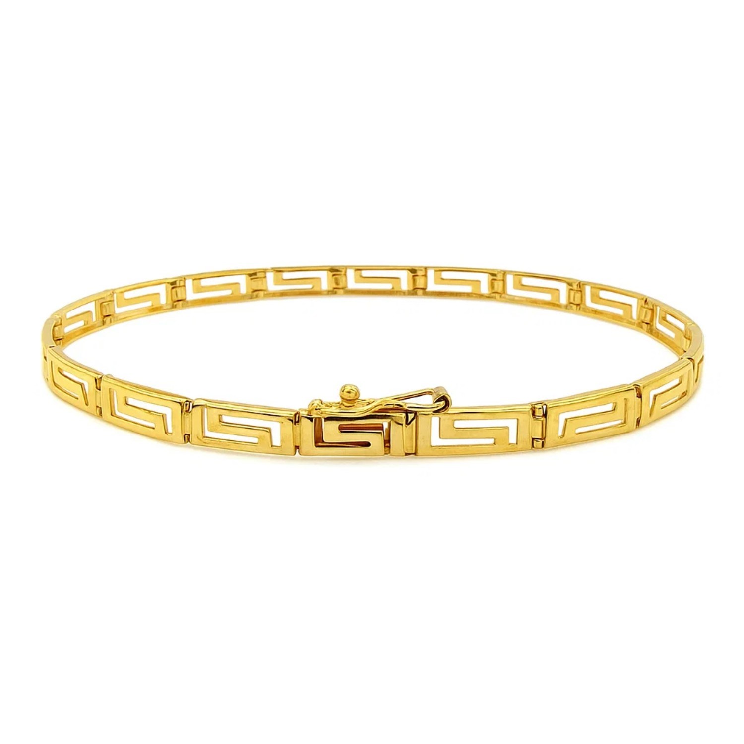 14k Yellow Gold Greek Fret Design Fancy Bracelet (3.30 mm) - Image 2