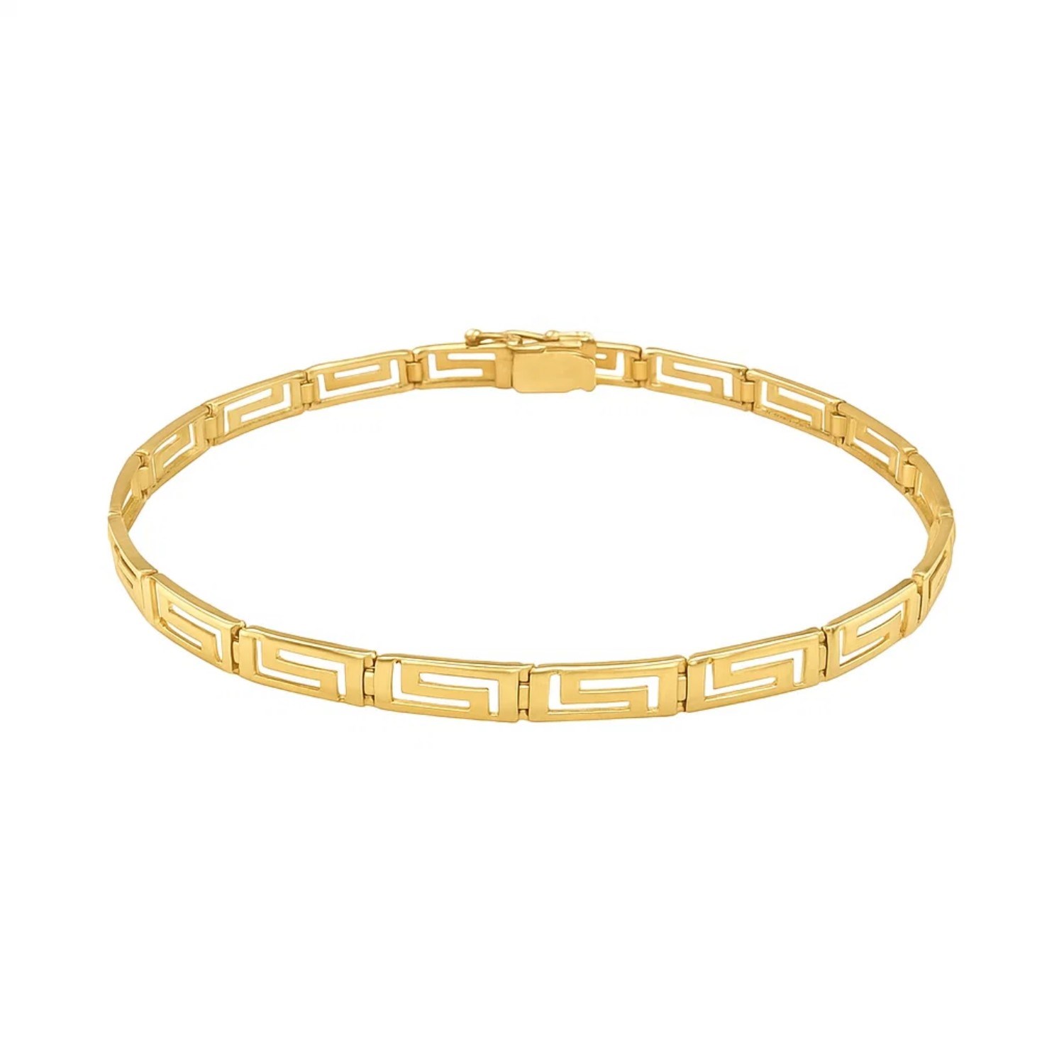 14k Yellow Gold Greek Fret Design Fancy Bracelet (3.30 mm) - Image 3