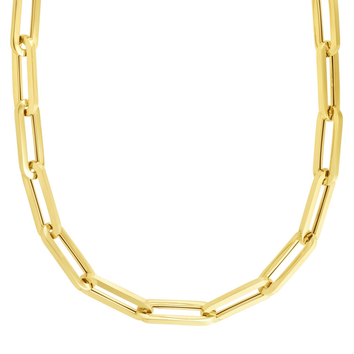 14k Yellow Gold Extra Wide Paperclip Chain Necklace - Image 2