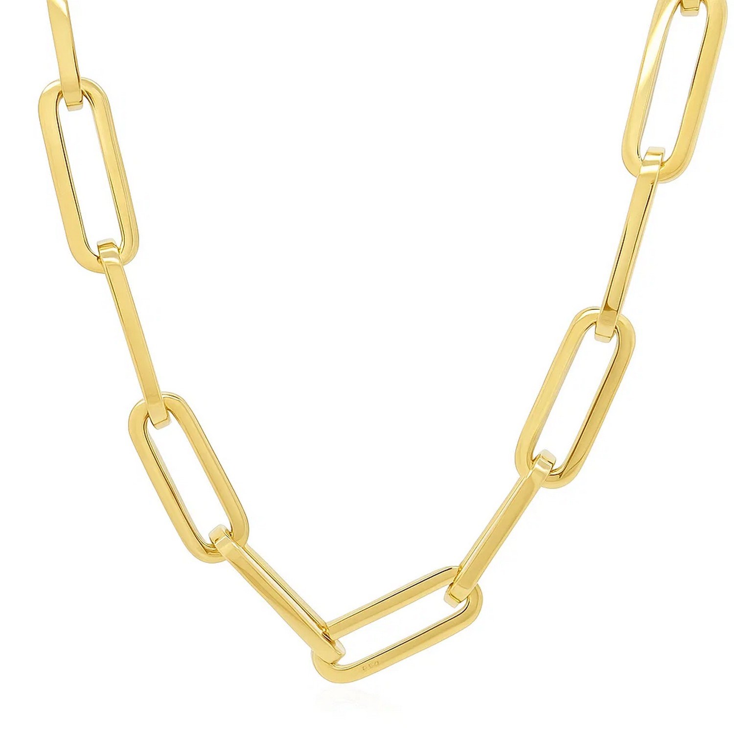 14k Yellow Gold Extra Wide Paperclip Chain Necklace - Image 3