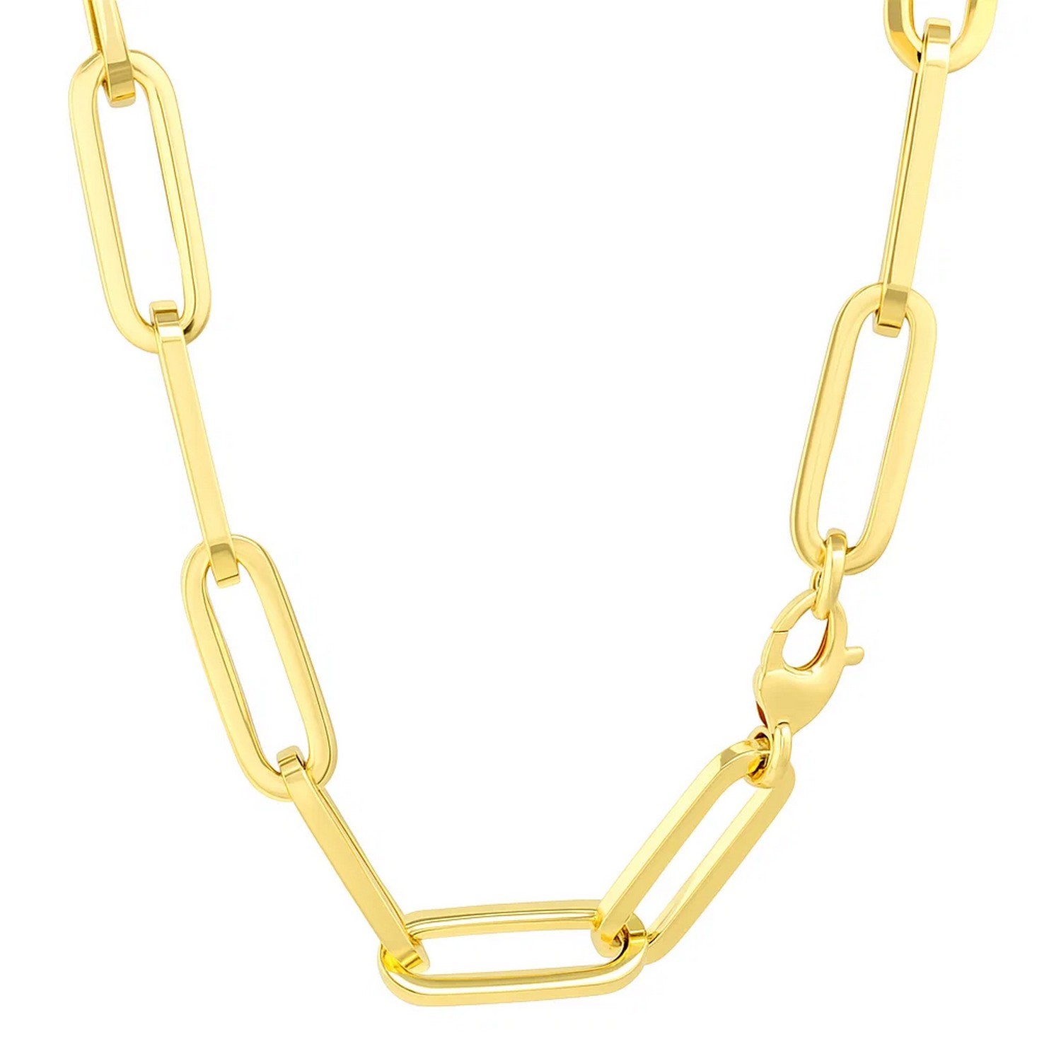 14k Yellow Gold Extra Wide Paperclip Chain Necklace - Image 4
