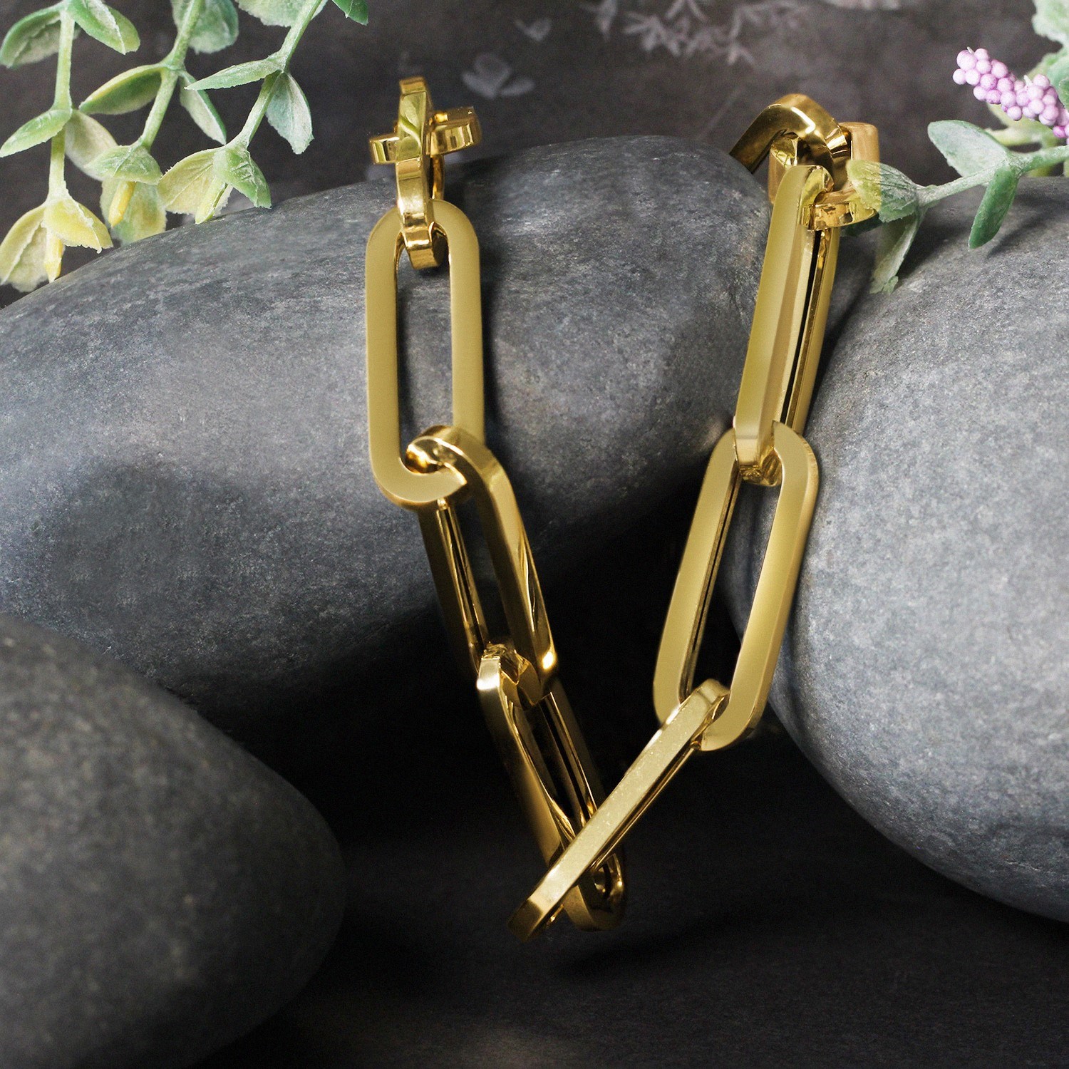 14k Yellow Gold Extra Wide Paperclip Chain Necklace - Image 5