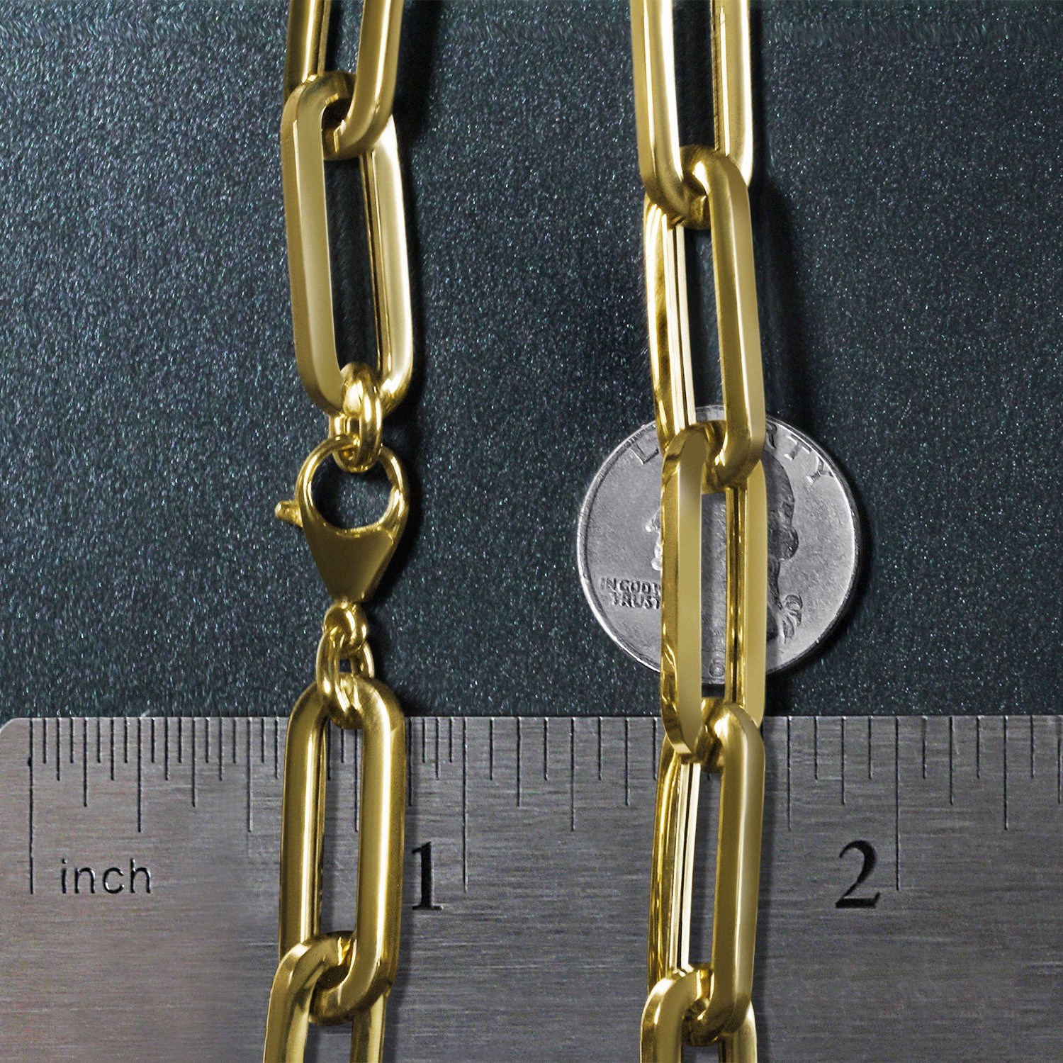 14k Yellow Gold Extra Wide Paperclip Chain Necklace - Image 7