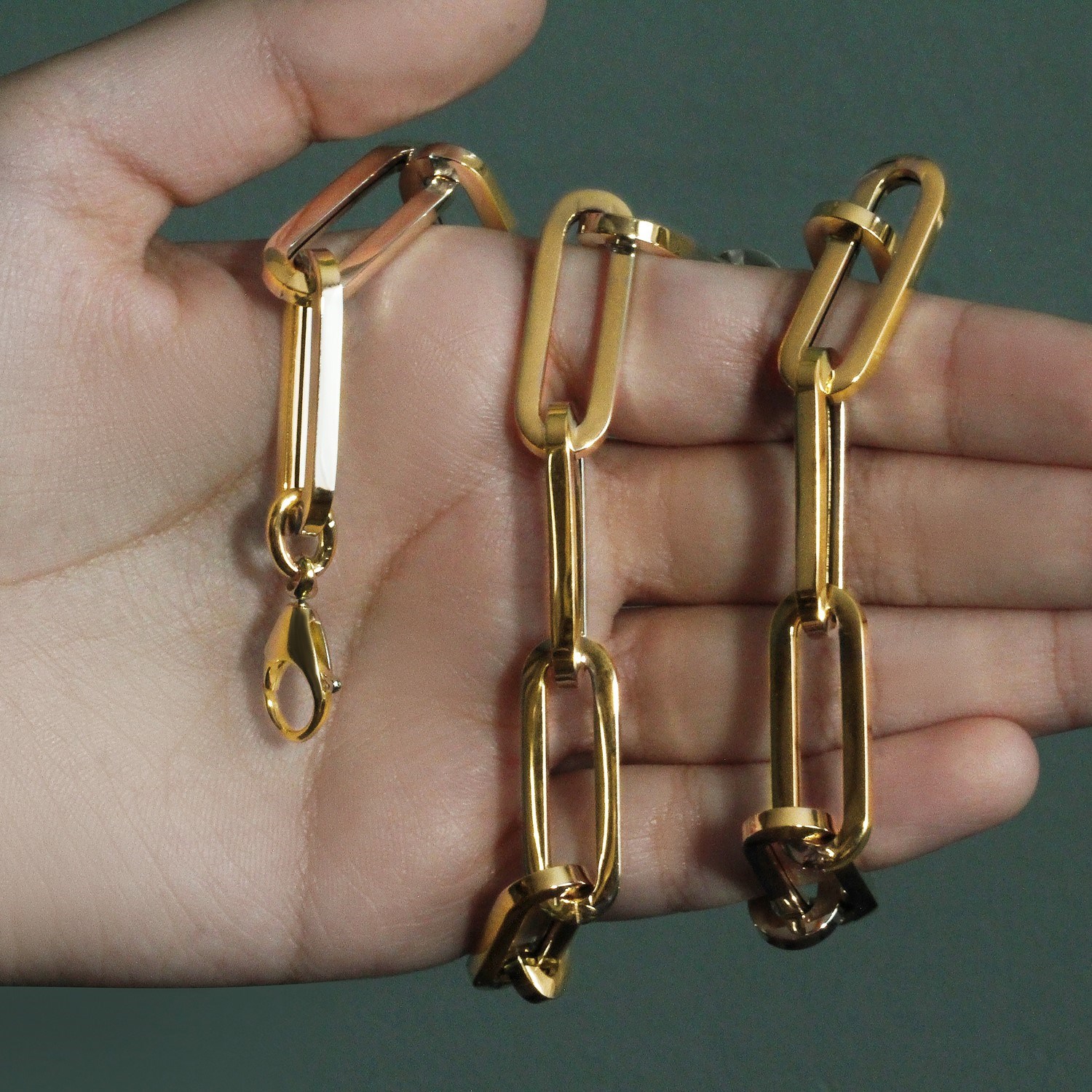 14k Yellow Gold Extra Wide Paperclip Chain Necklace - Image 8