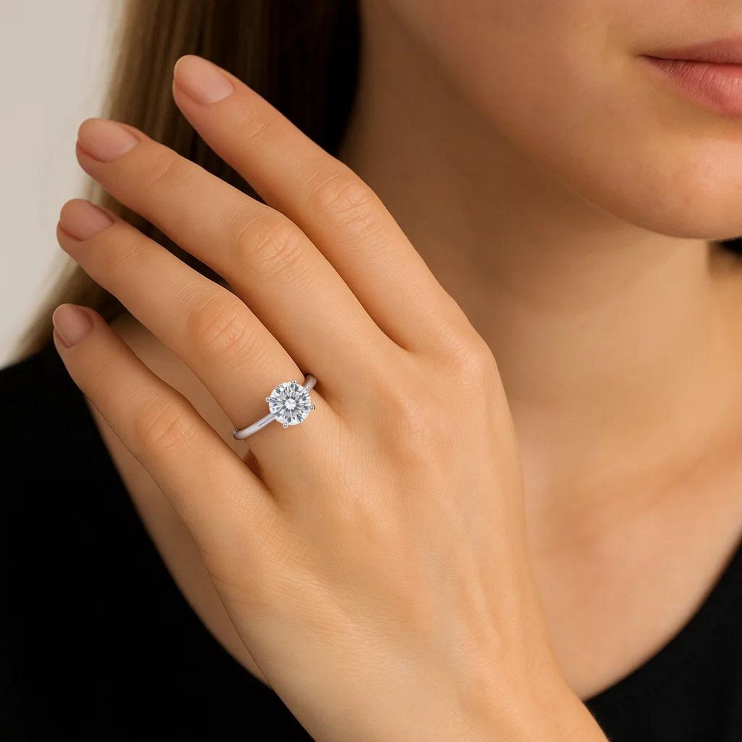 2 Carat Round Lab Grown IGI G/VS1 Diamond Solitaire Ring in 10K White Gold - Image 5