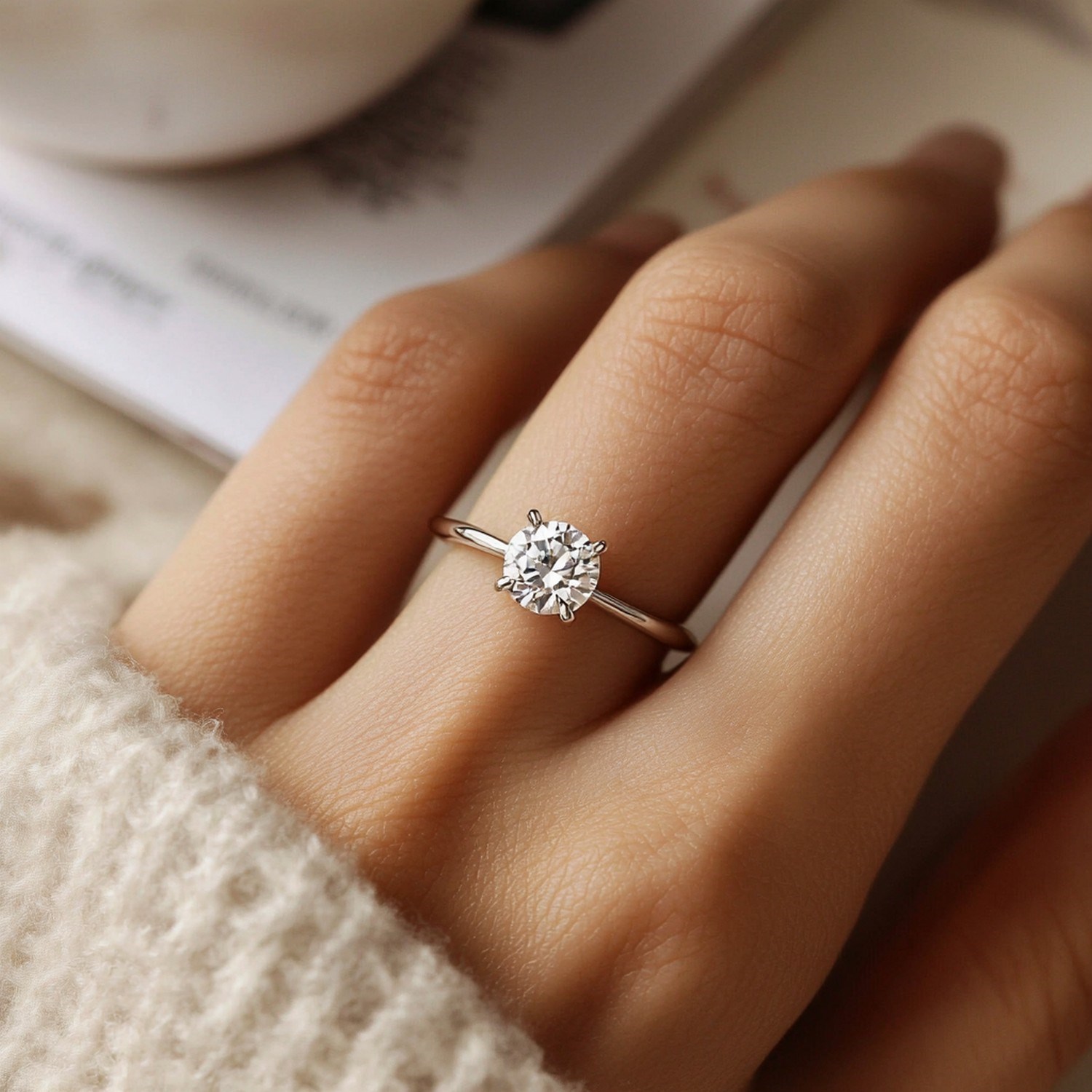2 Carat Round Lab Grown IGI G/VS1 Diamond Solitaire Ring in 10K White Gold - Image 6