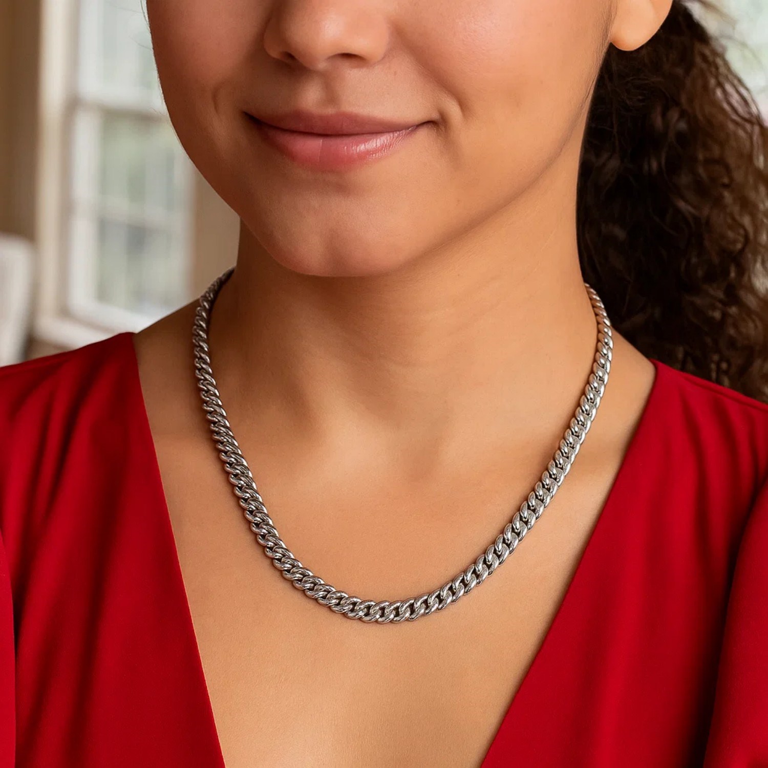 Sterling Silver Rhodium Plated Vintage Puffed Miami Cuban Chain (5.30 mm) - Image 4
