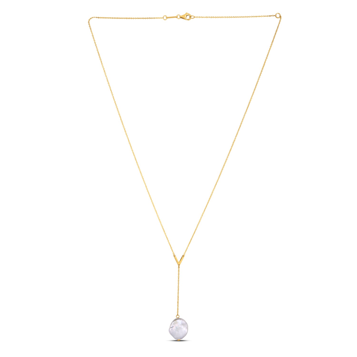 14k Yellow Gold Tesoro Pearl Lariat Necklace
