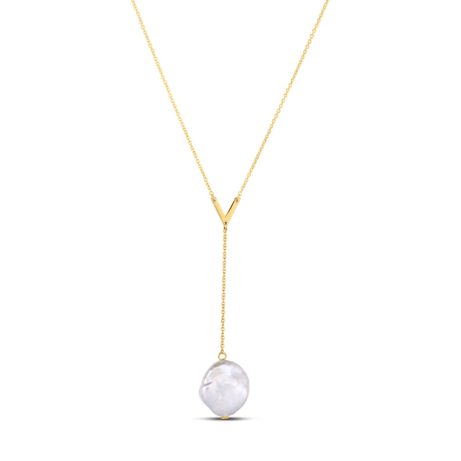 14k Yellow Gold Tesoro Pearl Lariat Necklace - Image 2