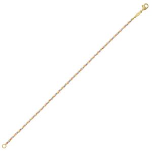 10K Yellow Gold Tricolor Diamond Cut Bead Bracelet