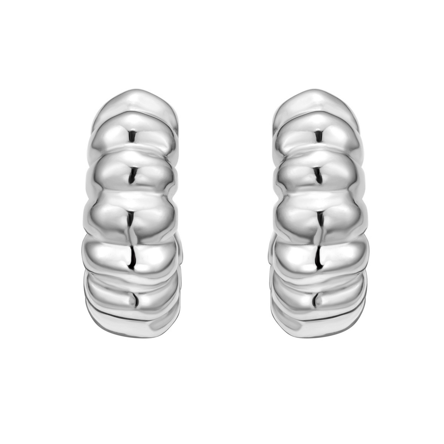 Sterling Silver Twisted C Hoop Earrings - Image 2