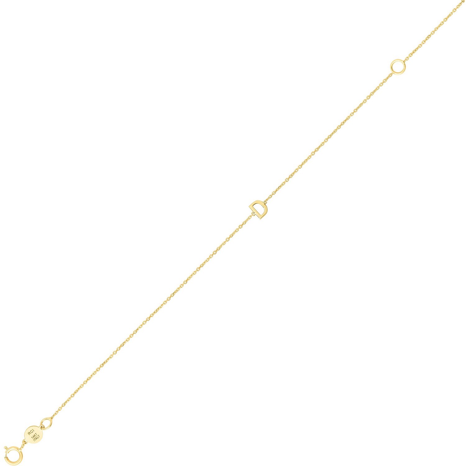 14K Yellow Gold Mini Initial D Bracelet