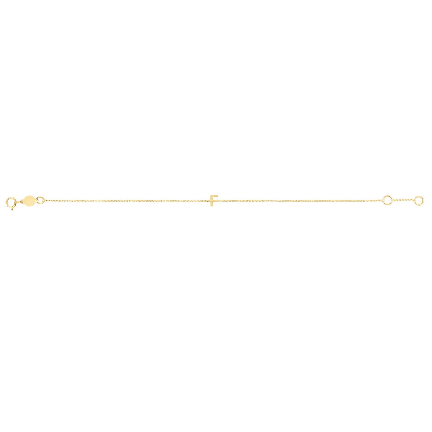 14K Yellow Gold Mini Initial F Bracelet - Image 2