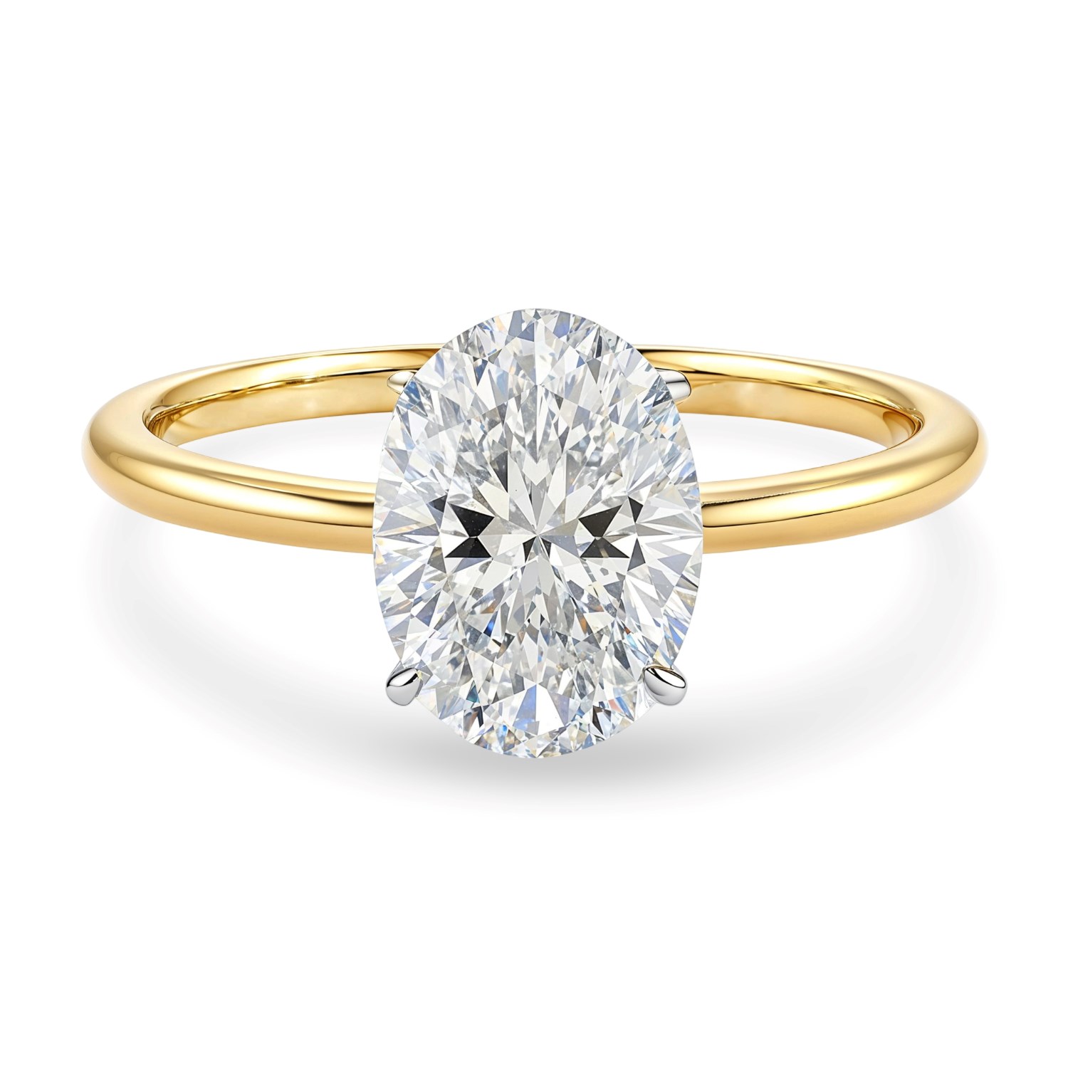 2 Carat Oval Lab Grown IGI G/VS1 Diamond Solitaire Ring in 14K Yellow Gold - Image 2