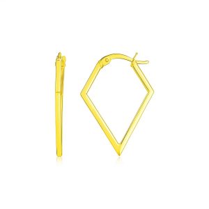 14K Yellow Gold Diamond Motif Hoop Earrings