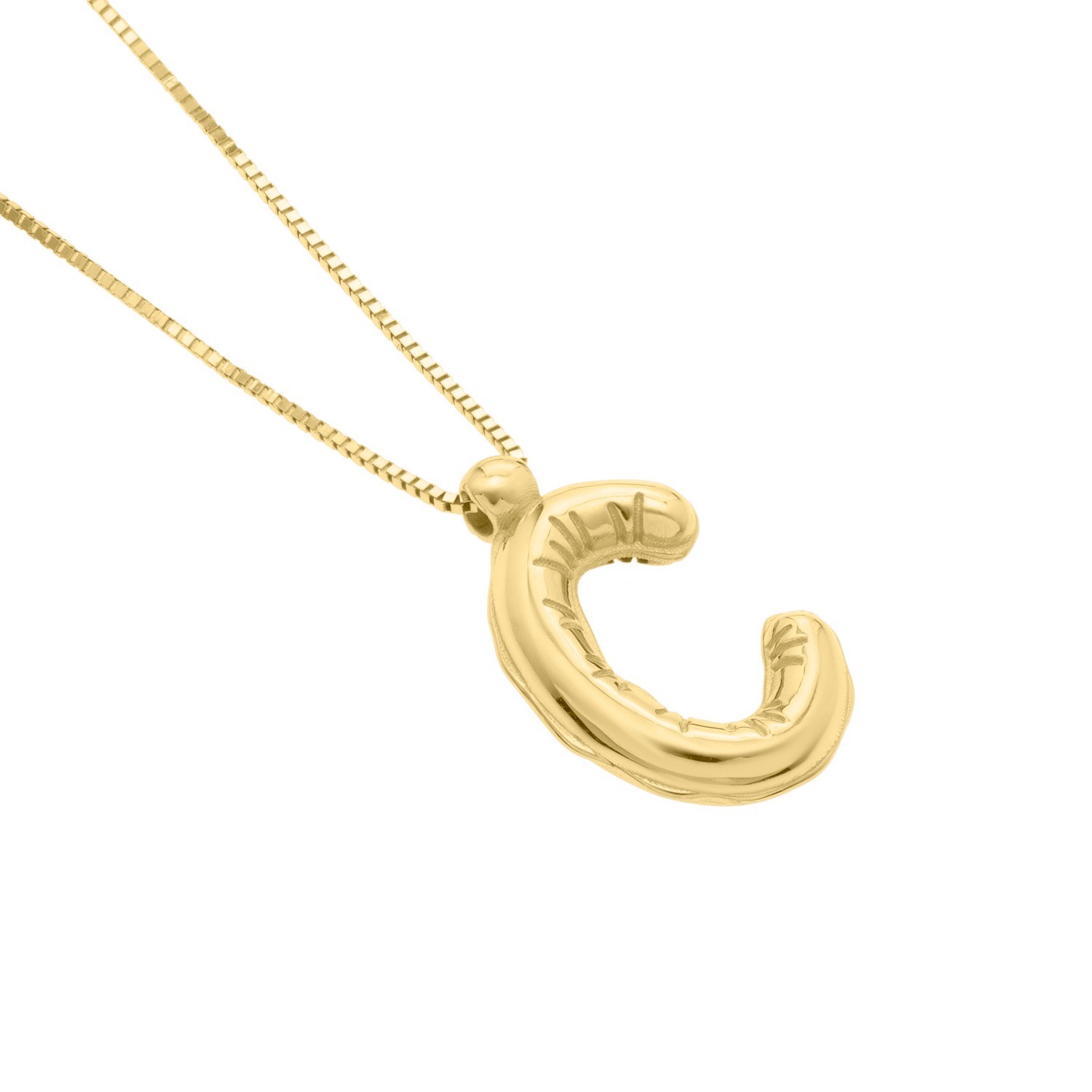 14K Yellow Gold Helium Initial C Pendant - Image 3