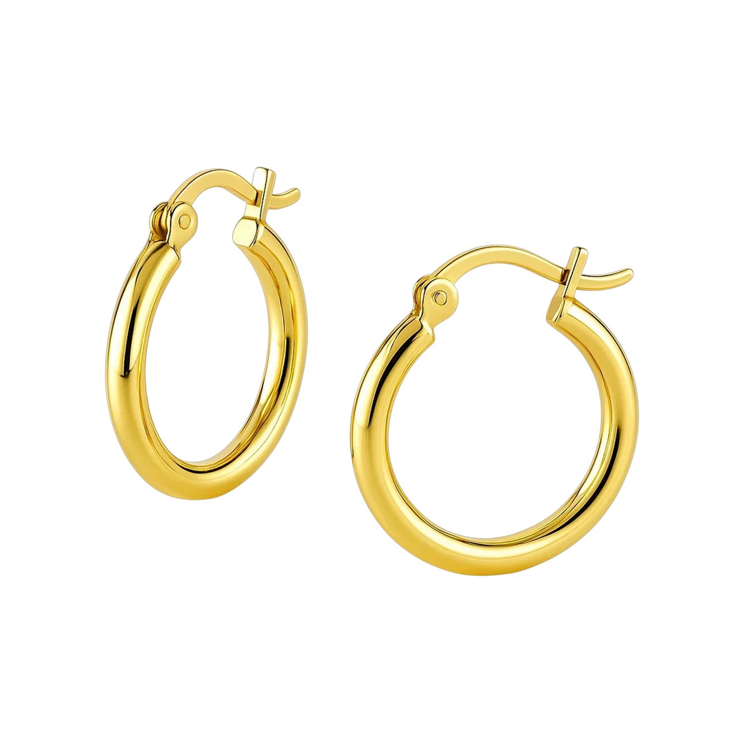 10k Yellow Gold Polished Hoop Earrings (2x15 mm) - Image 2