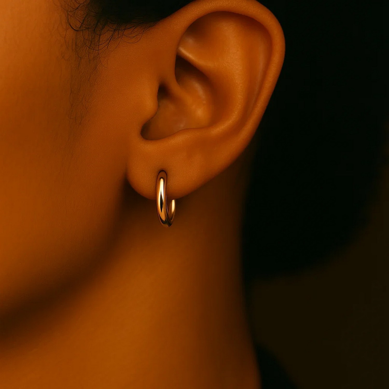 10k Yellow Gold Polished Hoop Earrings (2x15 mm) - Image 5