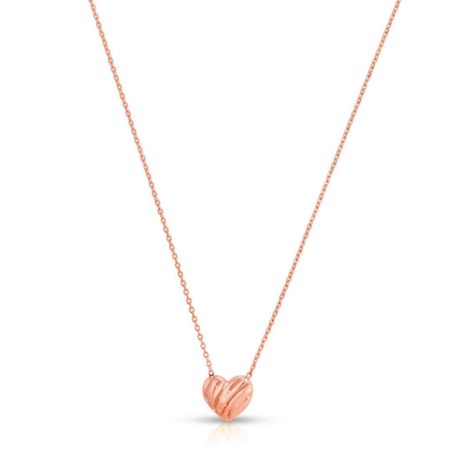 14k Rose Gold High Polish Scribbles Heart Necklace - Image 2
