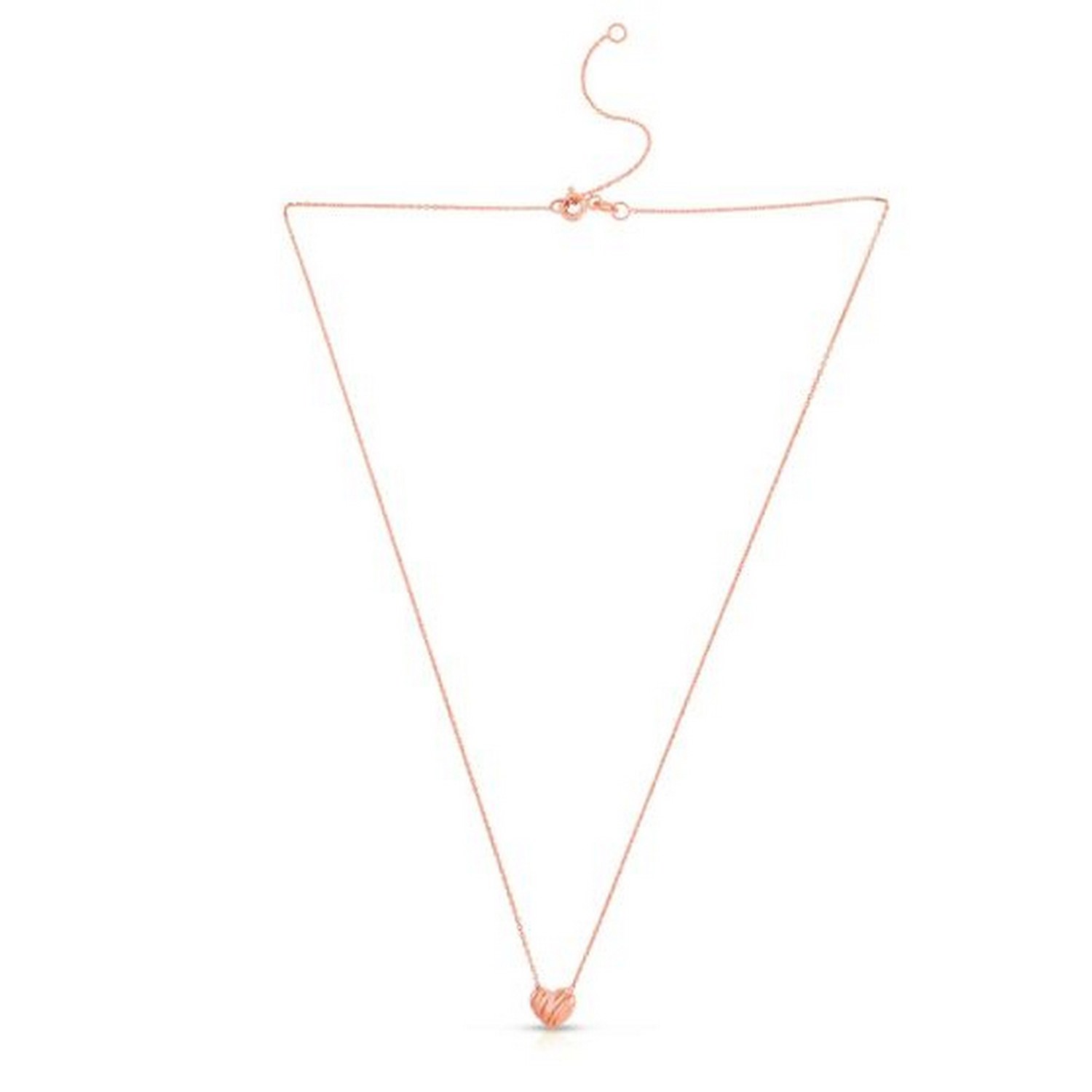 14k Rose Gold High Polish Scribbles Heart Necklace - Image 3