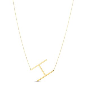 14K Yellow Gold Yours Truly Large Initial H Necklace