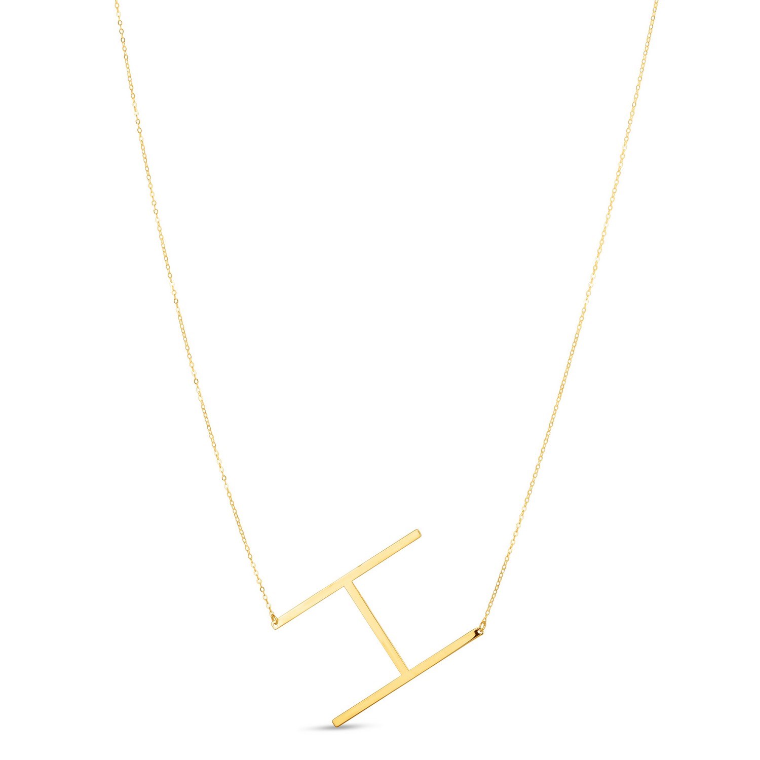14K Yellow Gold Yours Truly Large Initial H Necklace