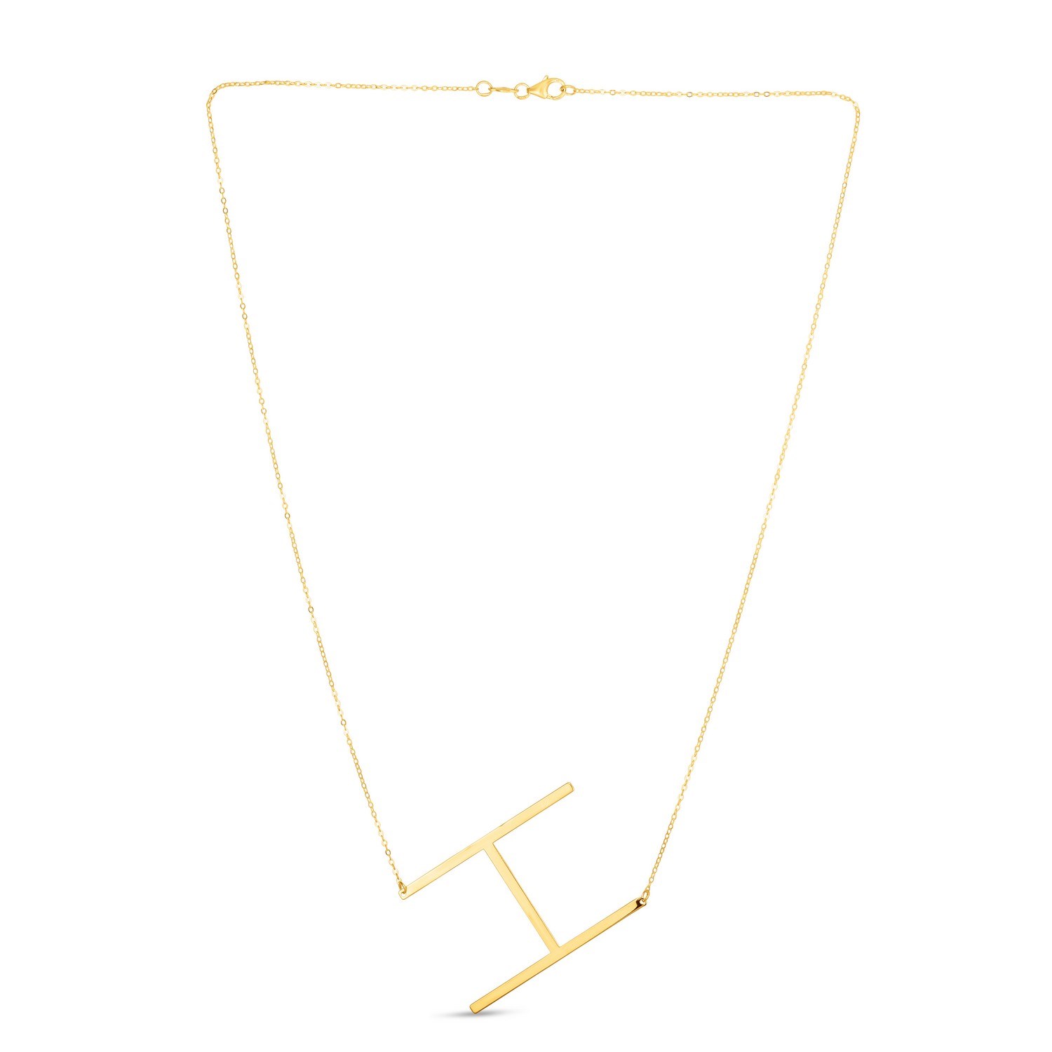 14K Yellow Gold Yours Truly Large Initial H Necklace - Image 2