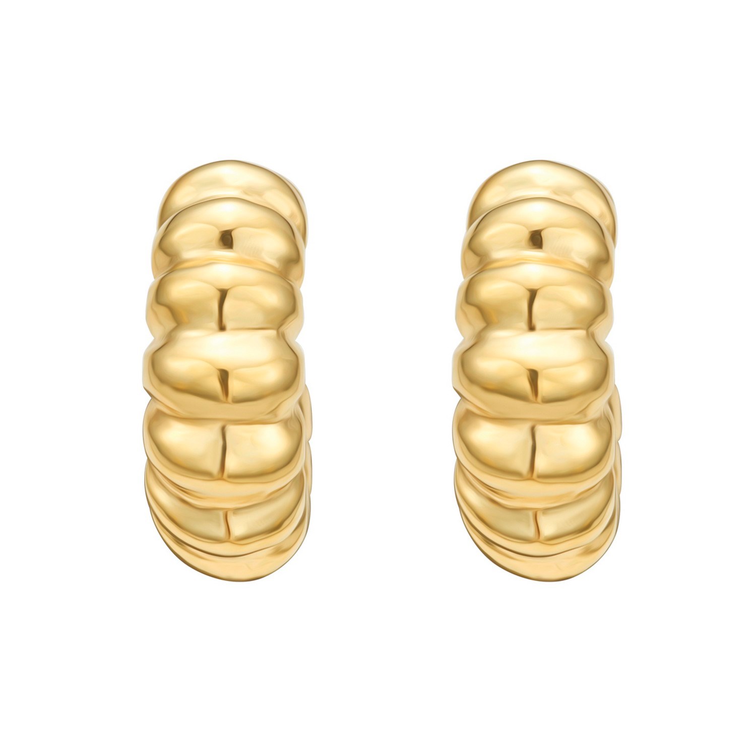 Sterling Silver Yellow Gold Plated Twisted C Hoop Earrings - Image 2